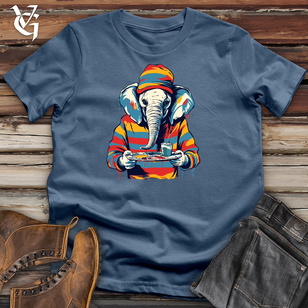 Viking Goods Brushstroke Elephant Artist Cotton Tee Steel Blue / L