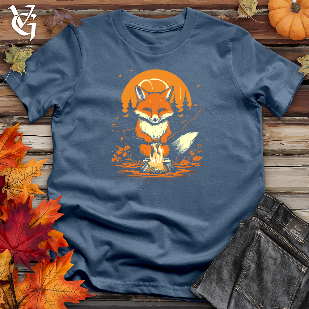 Viking Goods Campfire Fox Delight Cotton Tee Steel Blue / L