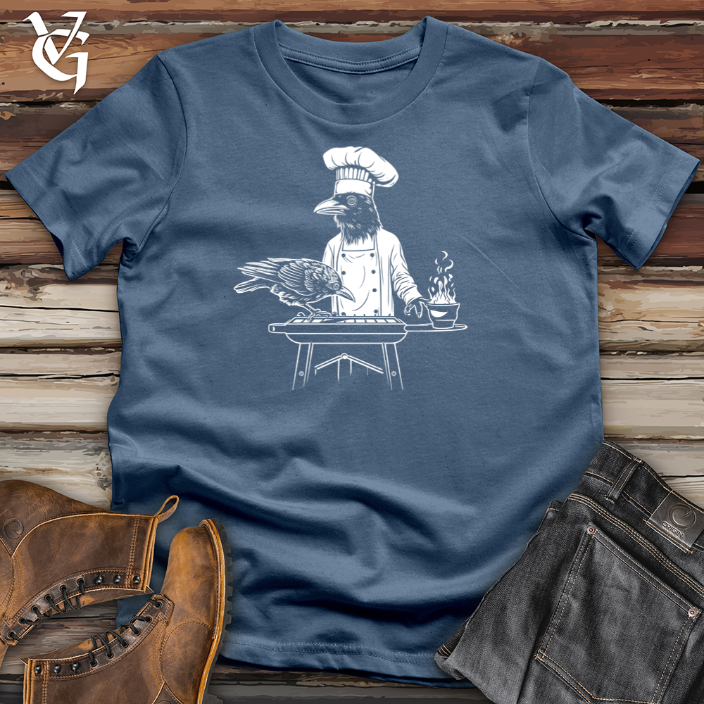 Viking Goods Chef Raven Grillmaster Cotton Tee Steel Blue / L