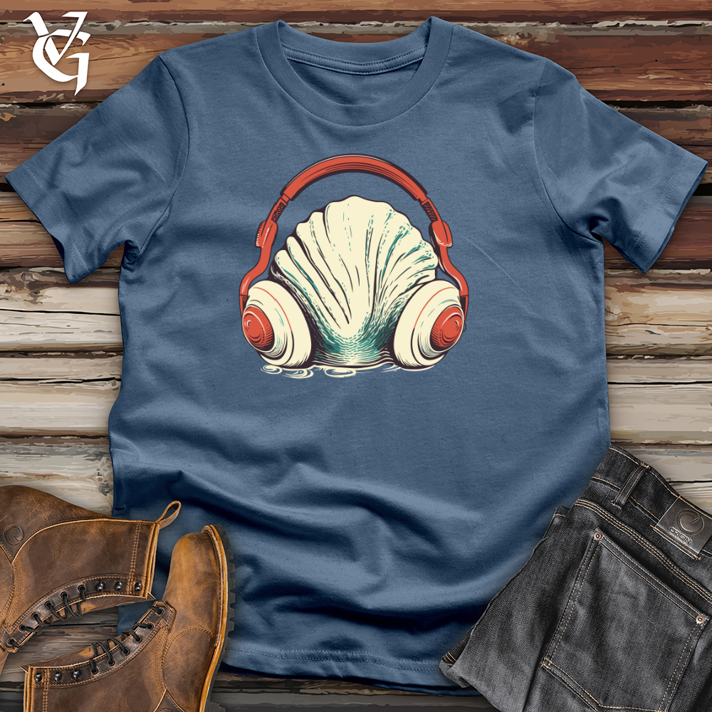 Viking Goods Clam Ocean Echo Headphone Vibes Cotton Tee Steel Blue / L