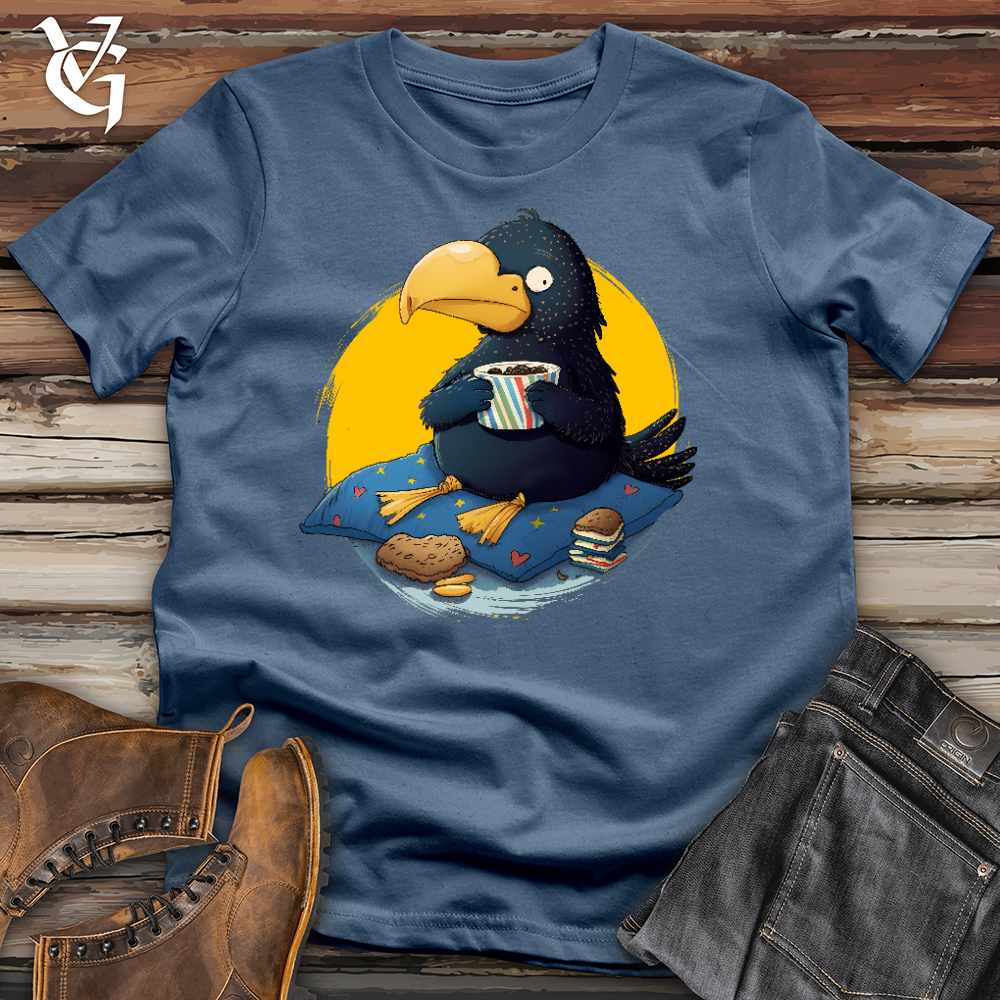 Viking Goods Cookie Eating Black Bird Cotton Tee Steel Blue / L