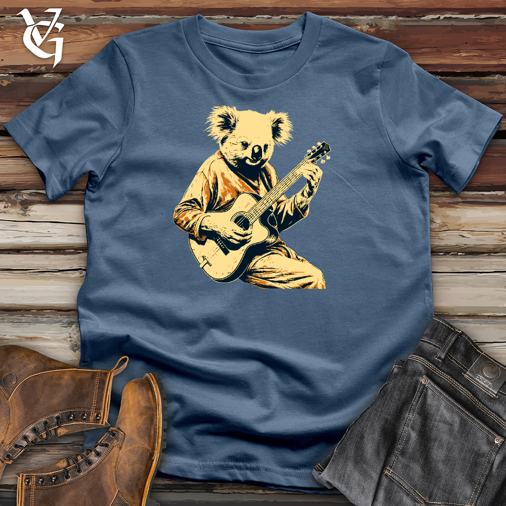 Viking Goods Cool Raccoon Playing Guitar Cotton Tee Steel Blue / L