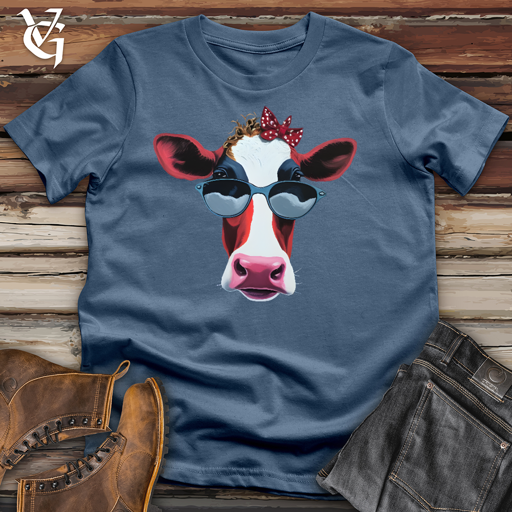 Viking Goods Cow Lady Boss Cotton Tee Steel Blue / L