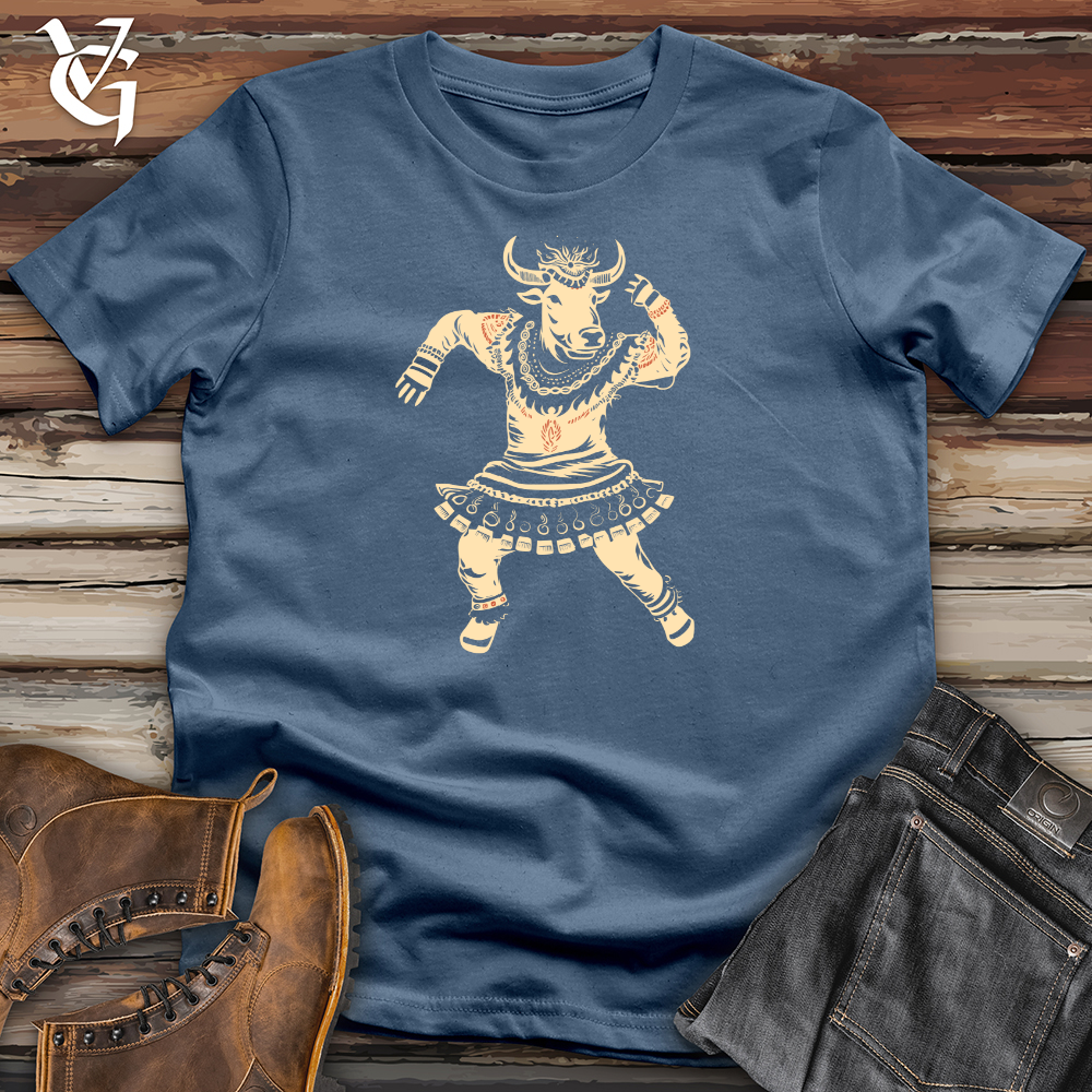 Viking Goods Cow Tribal Dance Cotton Tee Steel Blue / L