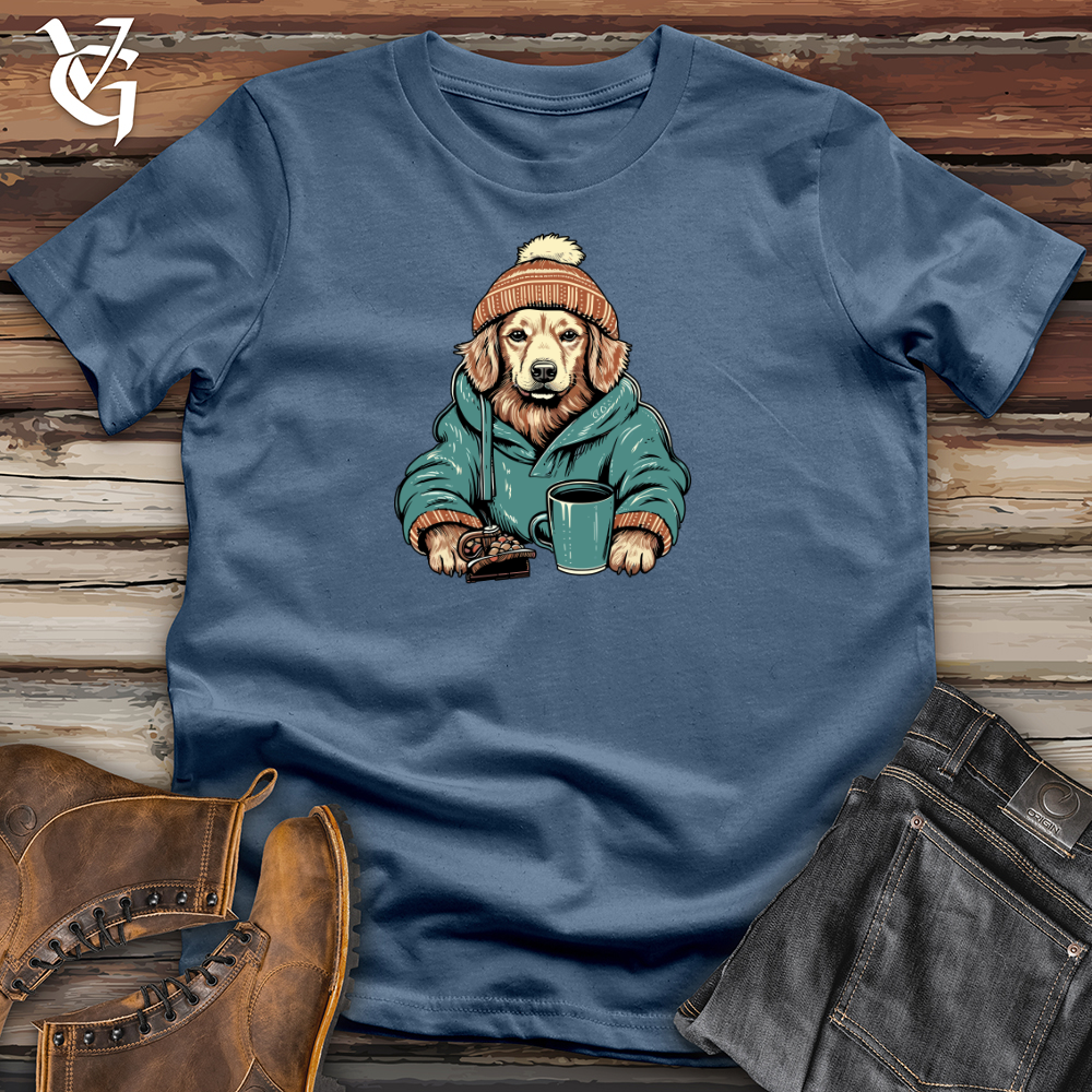 Viking Goods Cozy Cocoa Golden Retriever Cotton Tee Steel Blue / L