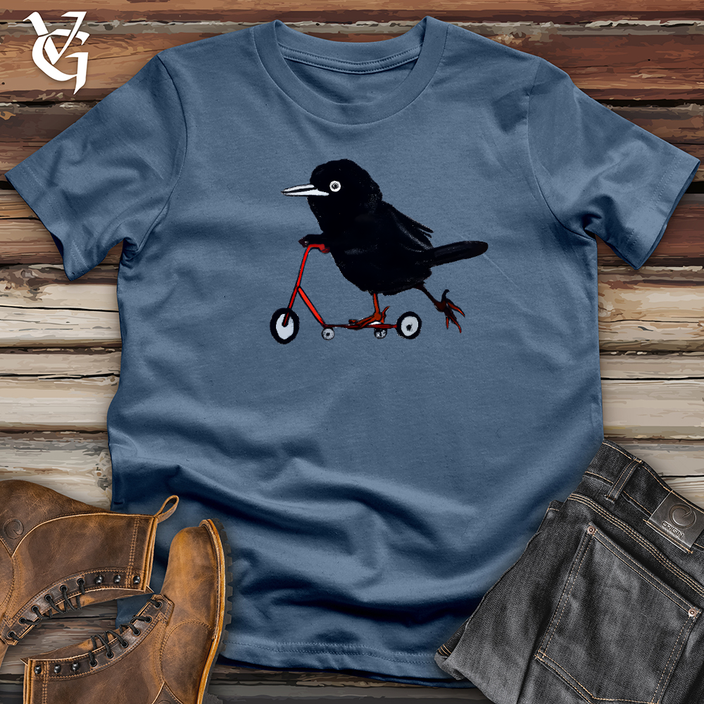 Viking Goods Crow Riding Scooter Cotton Tee Steel Blue / L