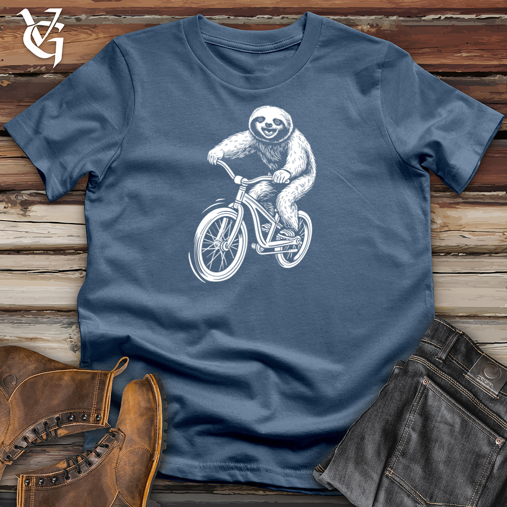 Viking Goods Cruisin Sloth Bike Cotton Tee Steel Blue / L