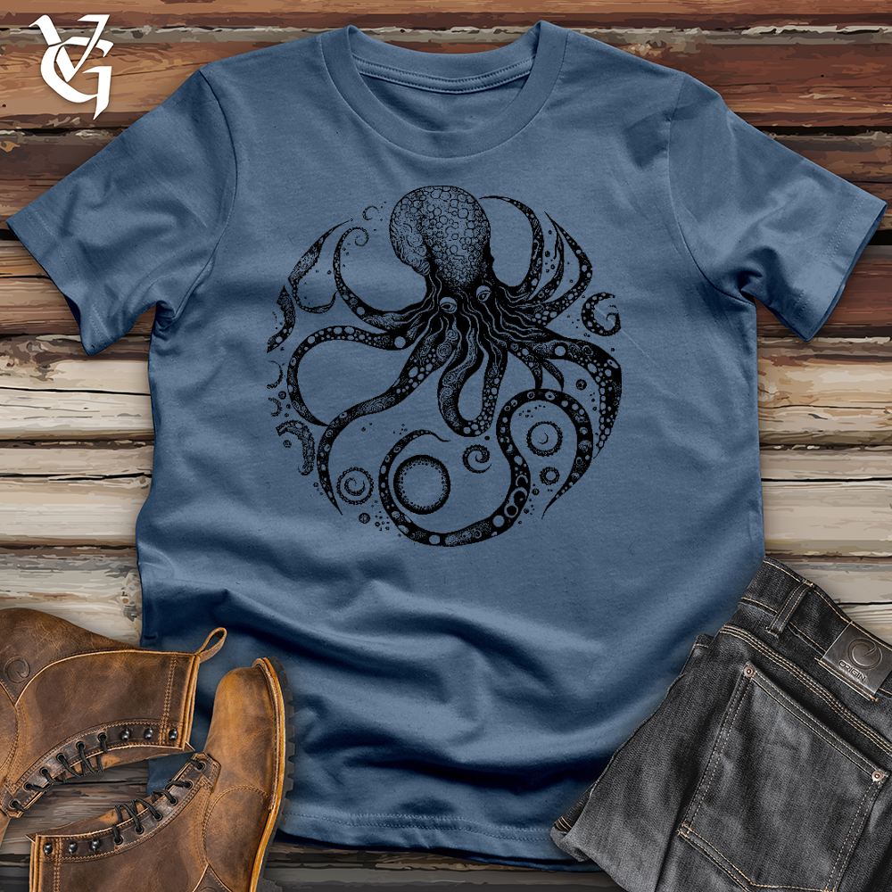 Viking Goods Cycle Of The Octopus Cotton Tee Steel Blue / L