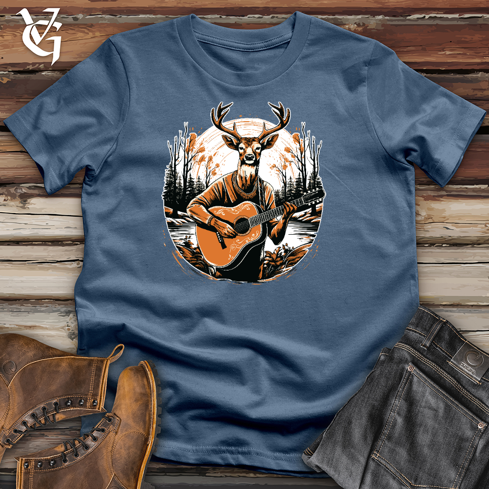 Viking Goods Deer With Guitar Cotton Tee Steel Blue / L