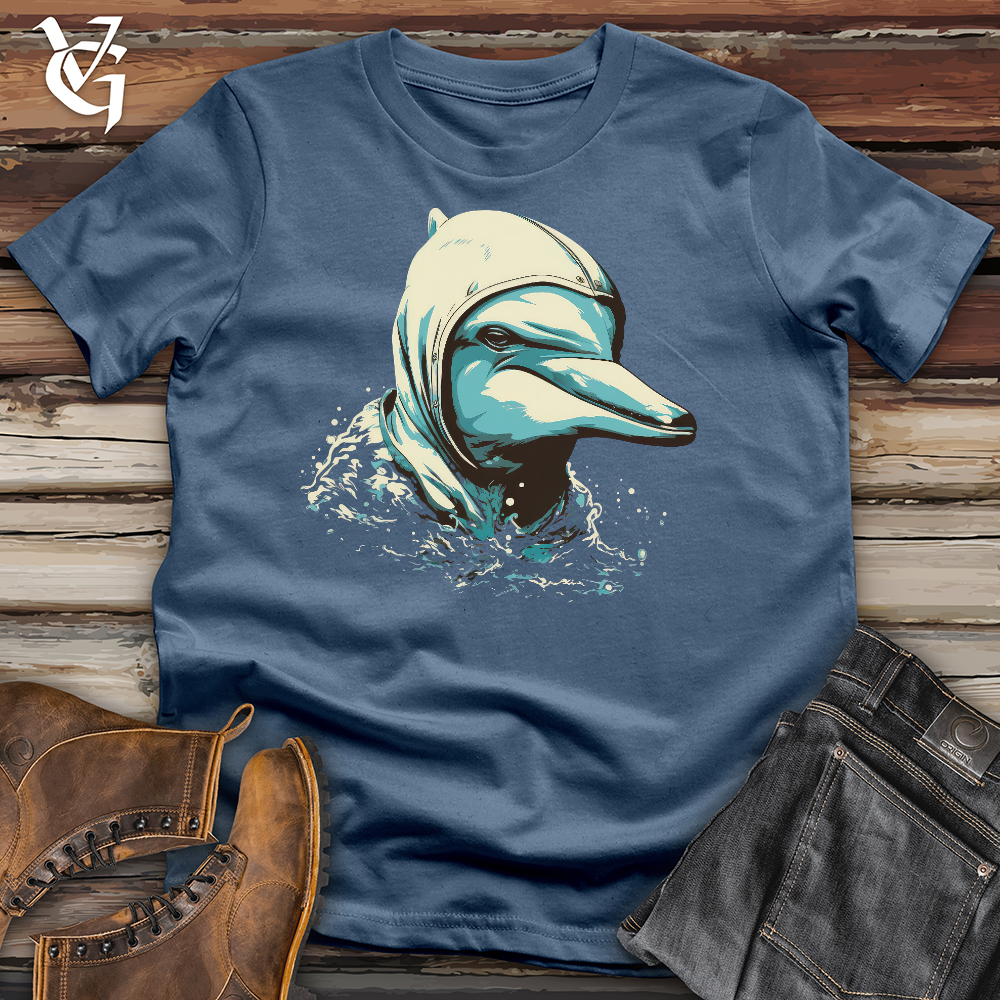 Viking Goods Dolphin Hoodie Cotton Tee Steel Blue / L