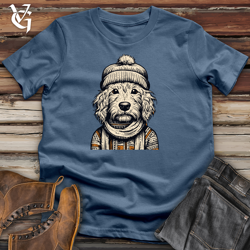 Viking Goods Doodle Dog Beanie Cozy Cotton Tee Steel Blue / L