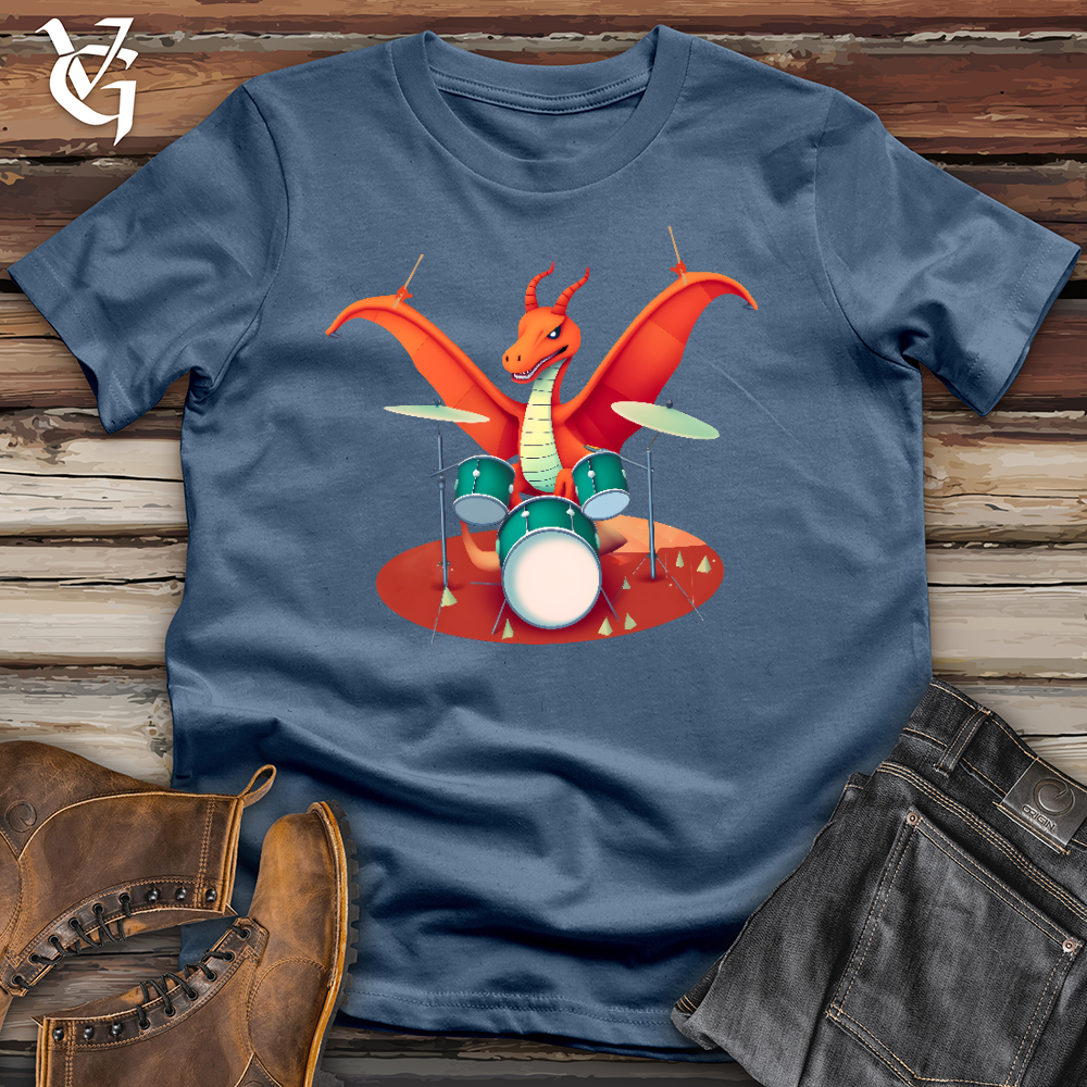 Viking Goods Dragon Drums Cotton Tee Steel Blue / L