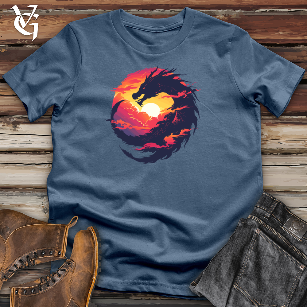 Viking Goods Dragon Embrace Eclipse Cotton Tee Steel Blue / L
