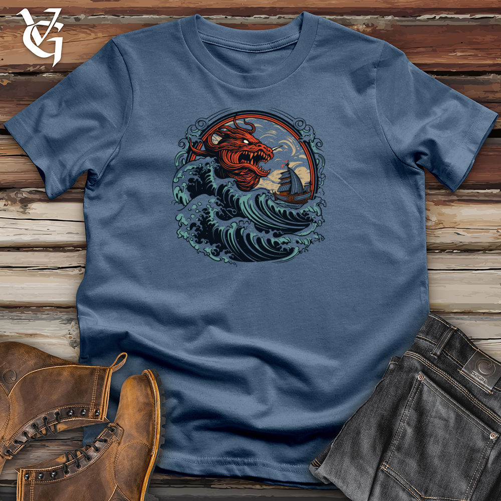 Viking Goods Dragon Sea Encounter Cotton Tee Steel Blue / L