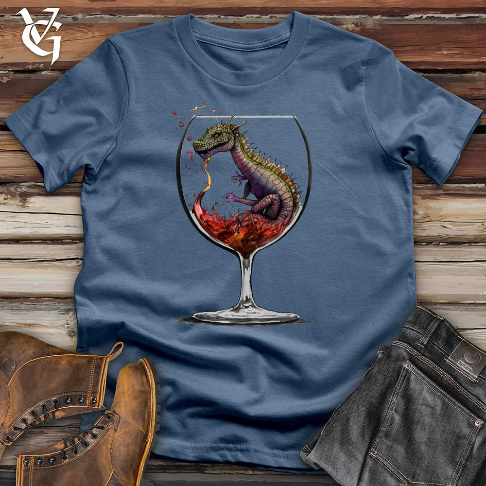 Viking Goods Dragons Drink Cotton Tee Steel Blue / L