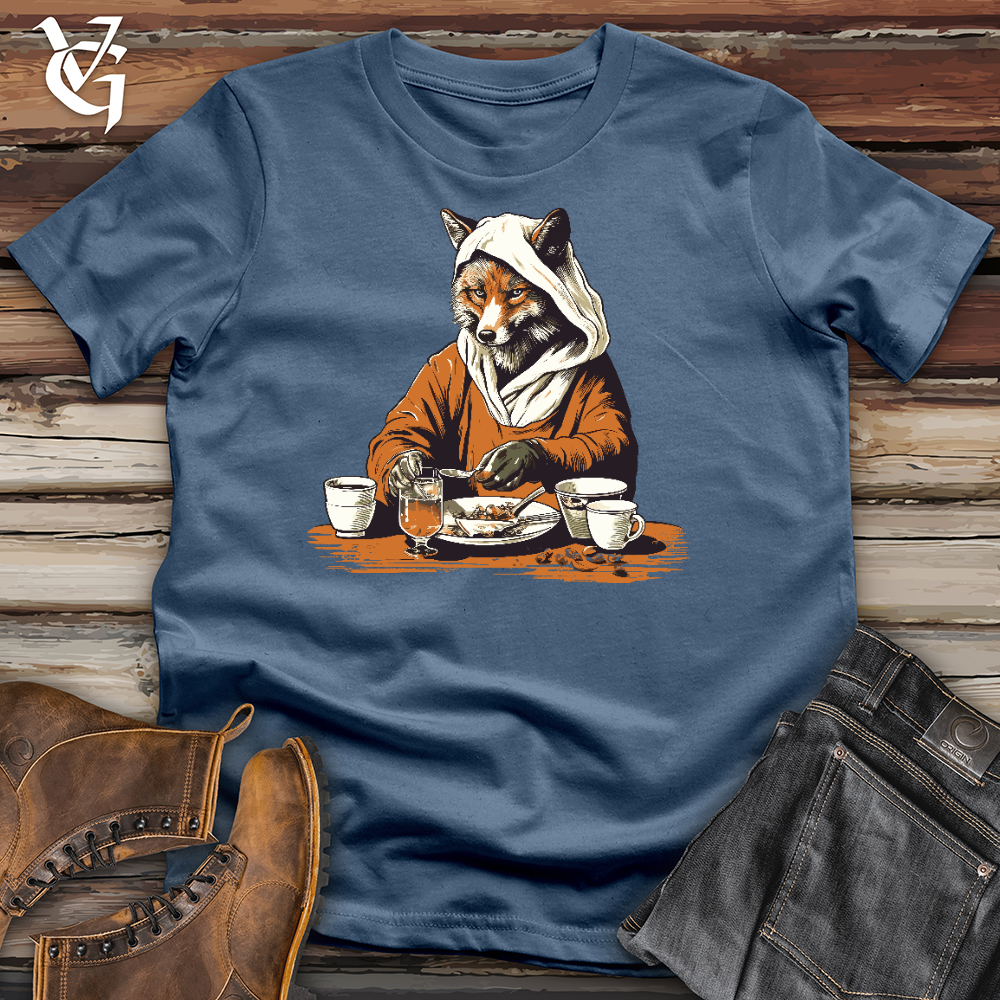 Viking Goods Drinking Fox Cotton Tee Steel Blue / L