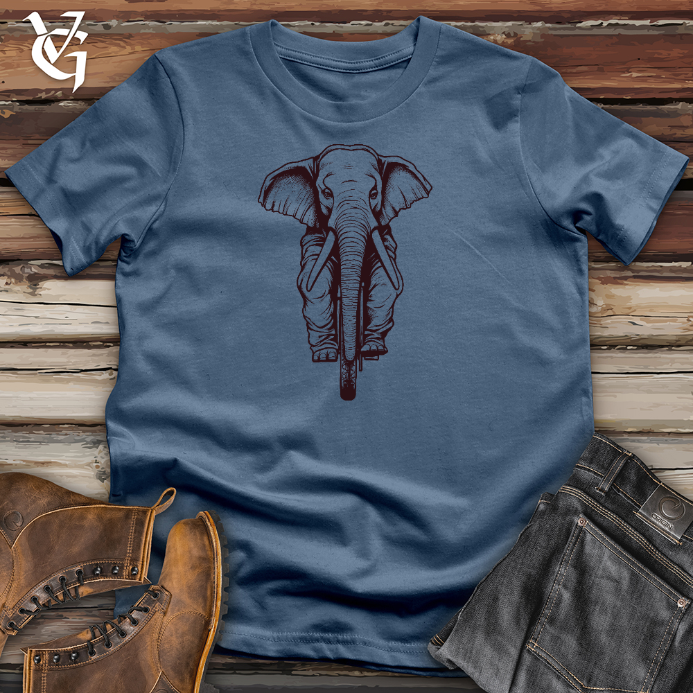 Viking Goods Elephant Riding a Cycle Cotton Tee Steel Blue / L