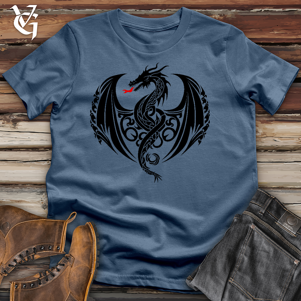 Viking Goods Fire Breathing Dragon Cotton Tee Steel Blue / L