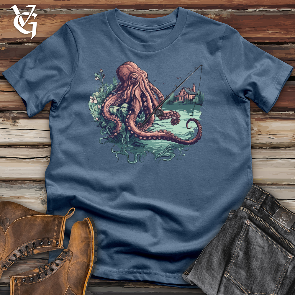 Viking Goods Fishing Octopus Cotton Tee Steel Blue / L