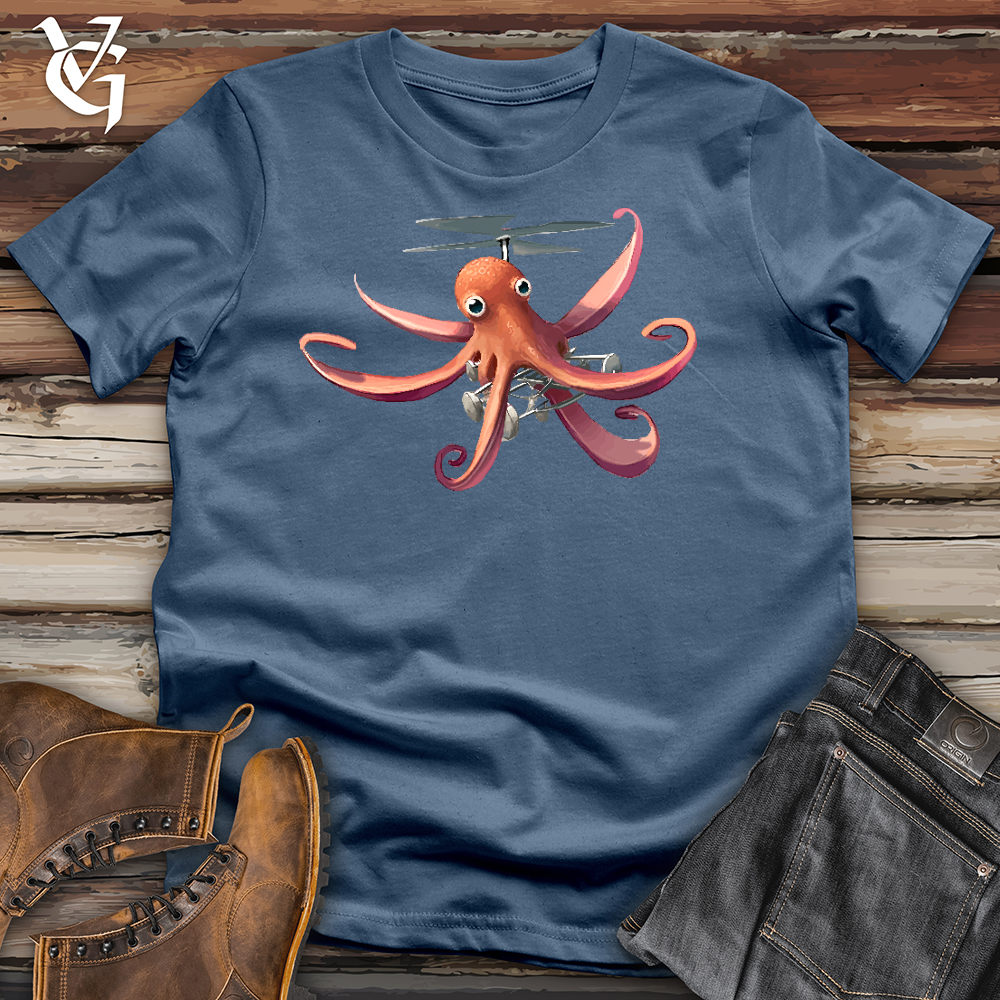 Viking Goods Flying Octopus Cotton Tee Steel Blue / L