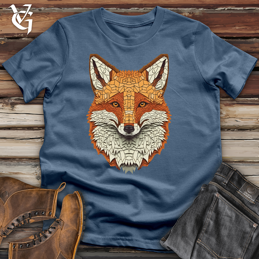 Viking Goods Fox Jigsaw Cotton Tee Steel Blue / L