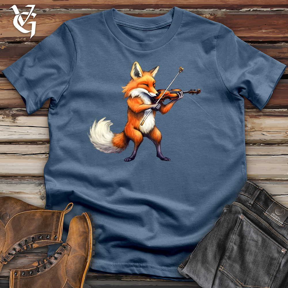Viking Goods Fox Violinist Cotton Tee Steel Blue / L