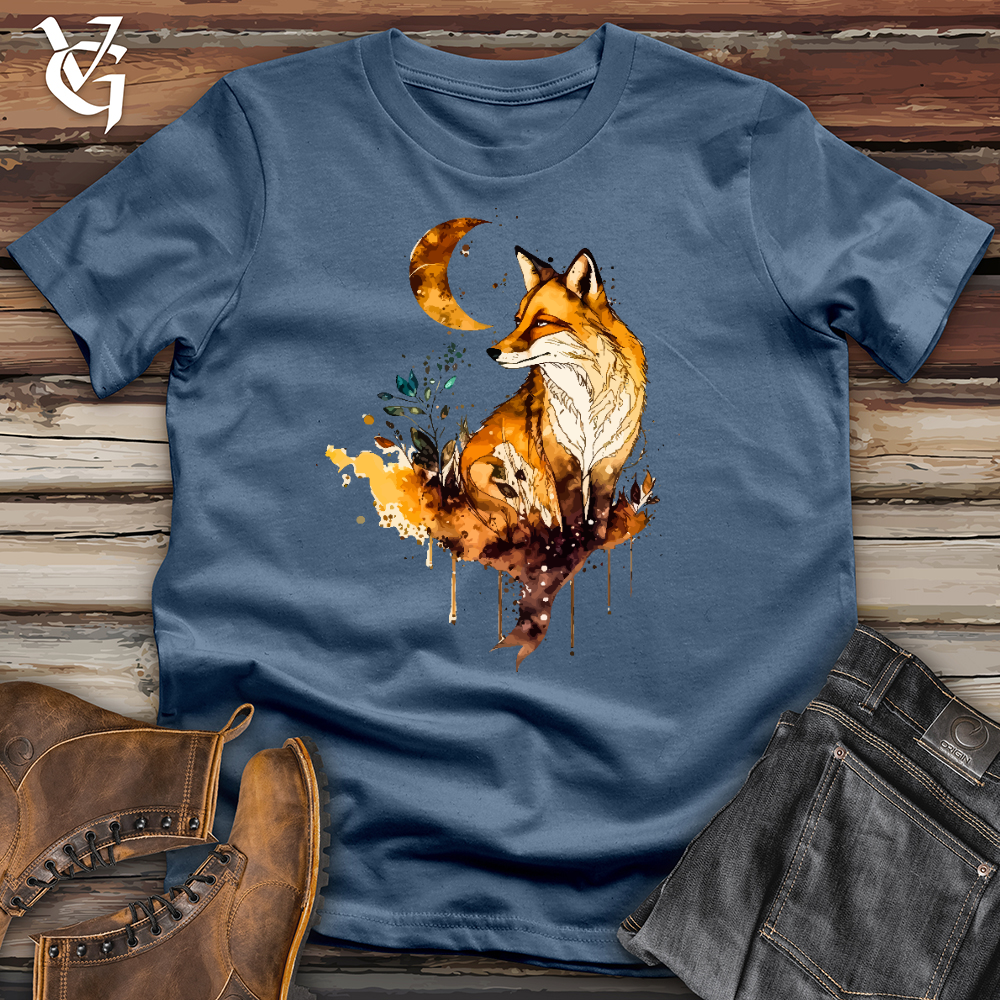 Viking Goods Fox Watercolor Cotton Tee Steel Blue / L