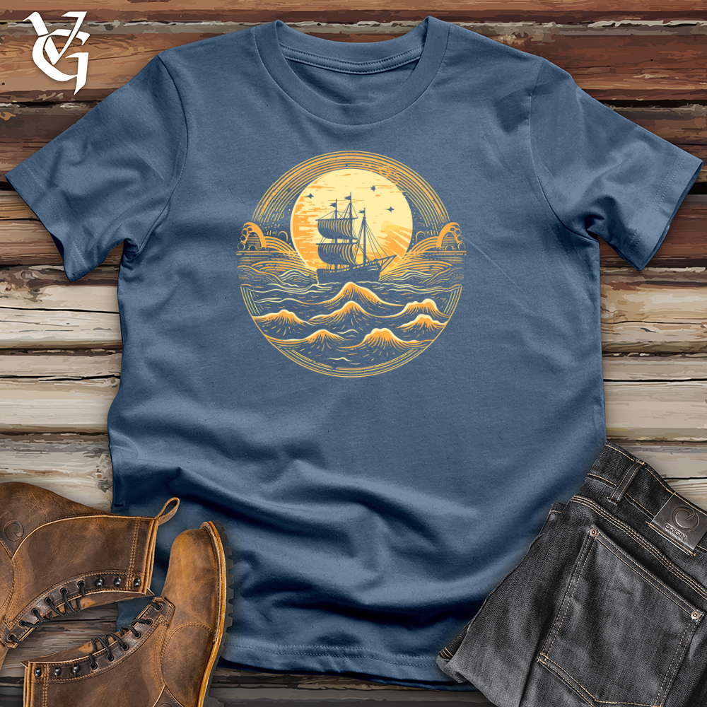 Viking Goods Galleon Moonlit Voyage Cotton Tee Steel Blue / L