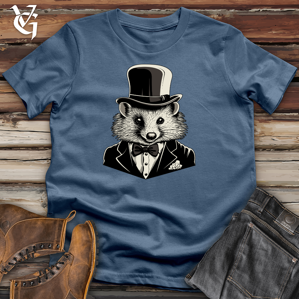 Viking Goods Gentleman Raccoon Dapper Cotton Tee Steel Blue / L