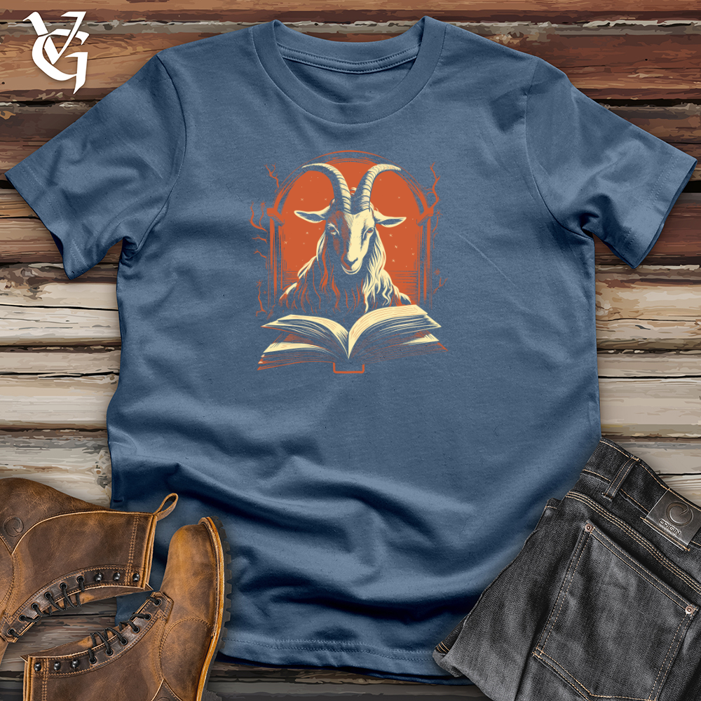 Viking Goods Goat Booklovers Reading Retreat 01 Cotton Tee Steel Blue / L