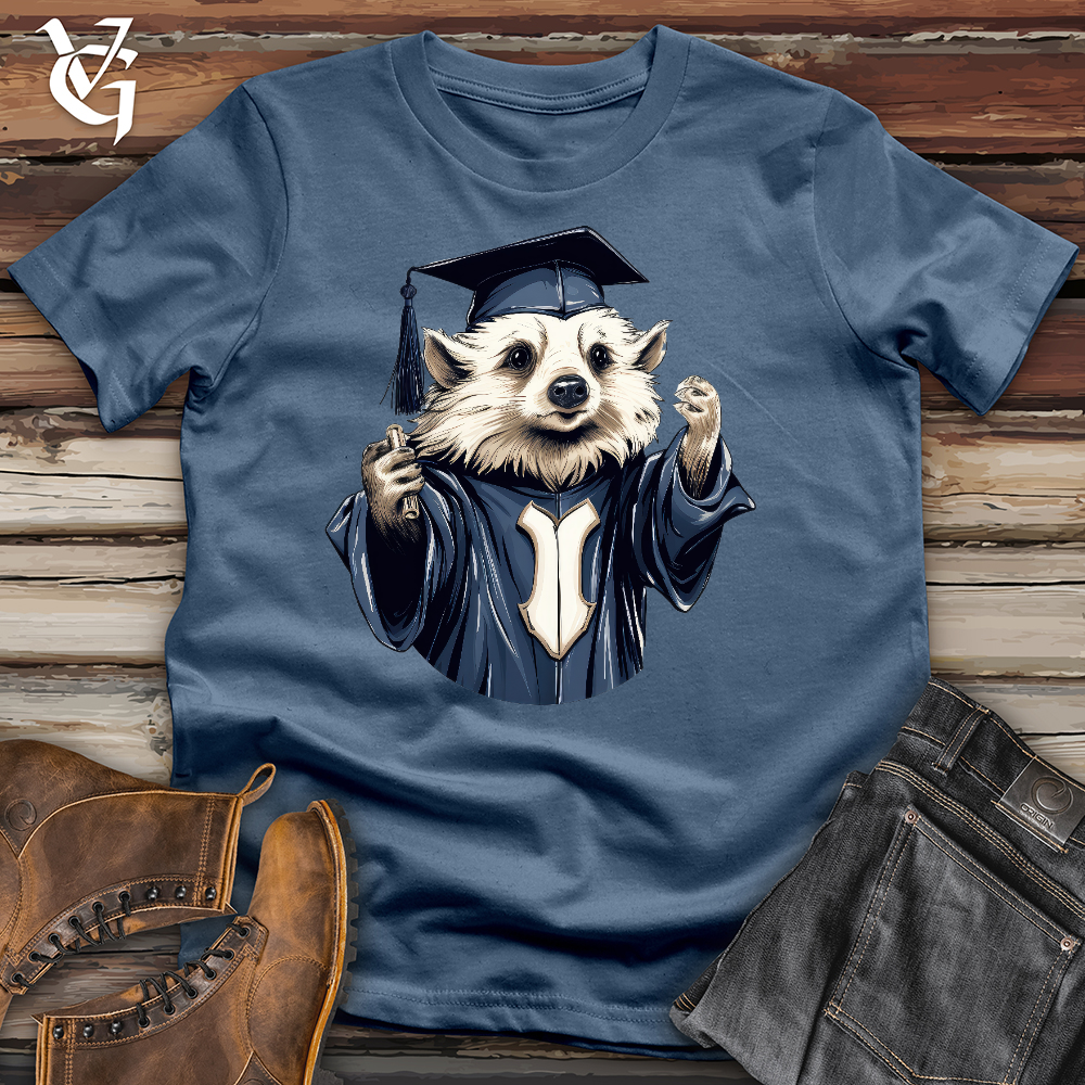 Viking Goods Graduating Hedgehog Cotton Tee Steel Blue / L