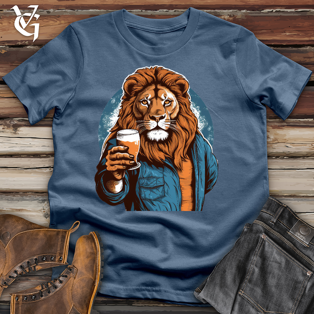 Viking Goods Happy Hour Lion Cotton Tee Steel Blue / L