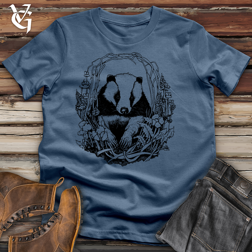 Viking Goods Honey Badger Wreath Cotton Tee Steel Blue / L