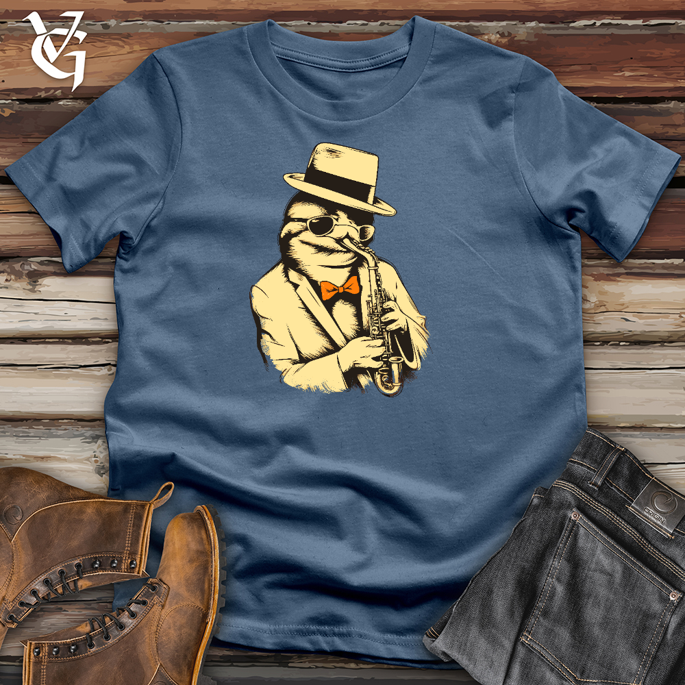 Viking Goods Jazzy Penguin Serenade Cotton Tee Steel Blue / L