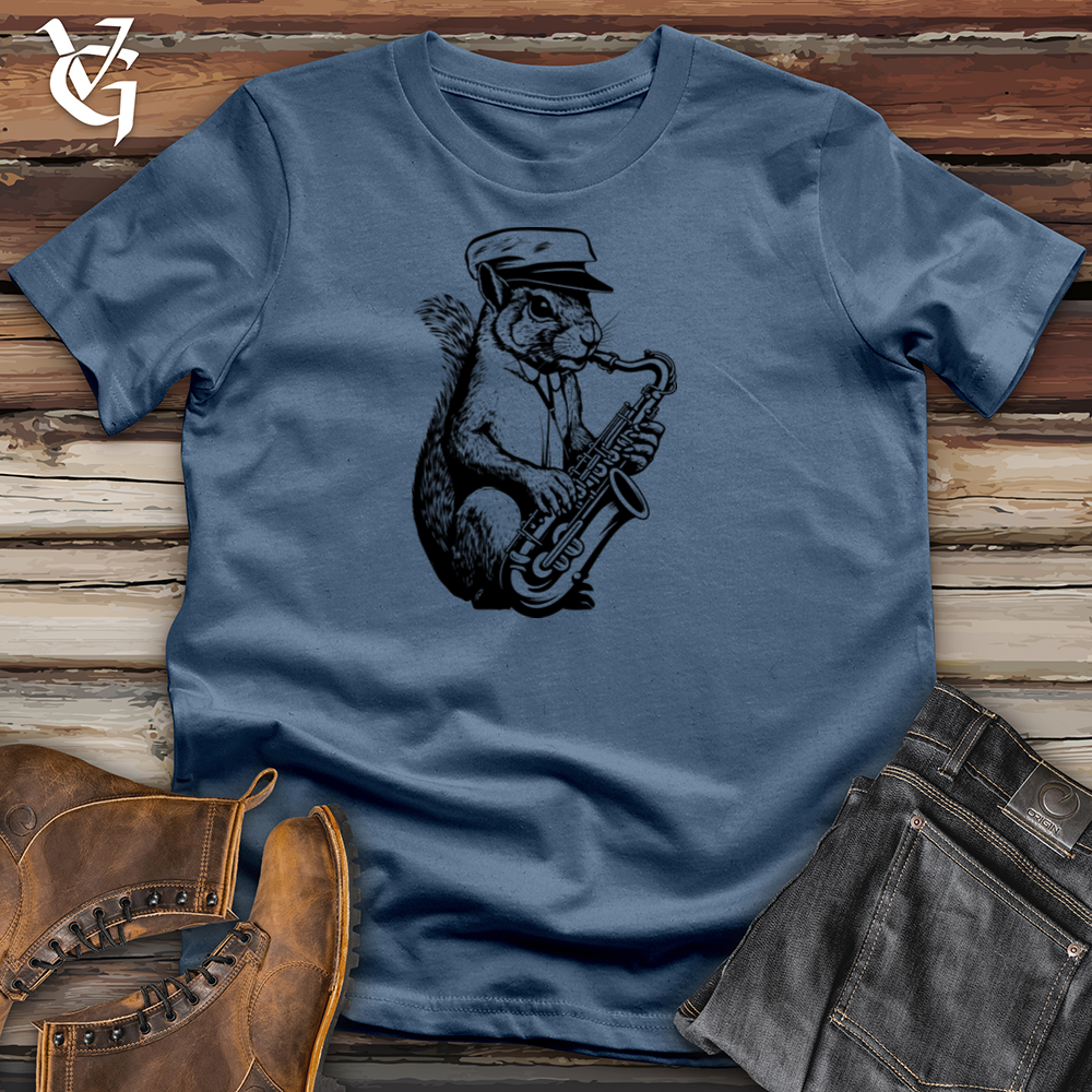 Viking Goods Jazzy Squirrel Serenade Cotton Tee Steel Blue / L