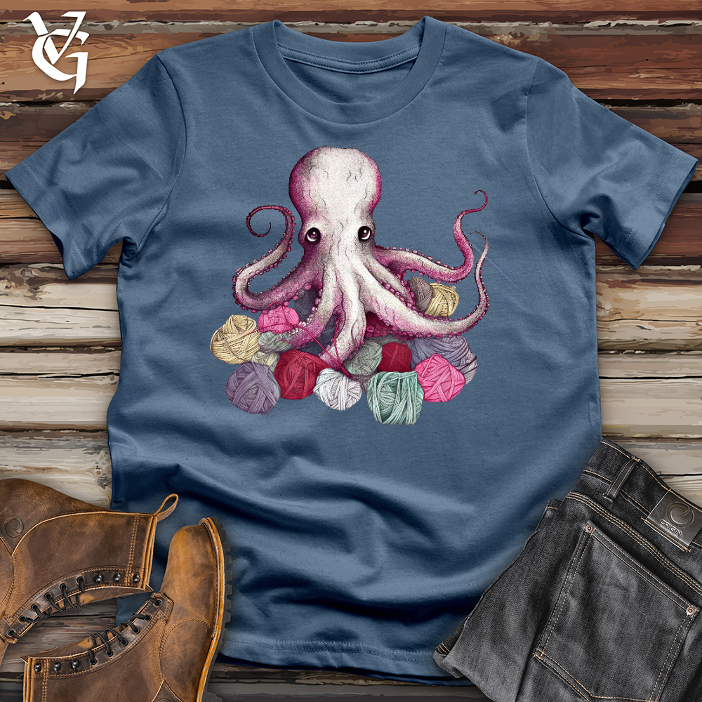 Viking Goods Knitting Octopus Cotton Tee Steel Blue / L