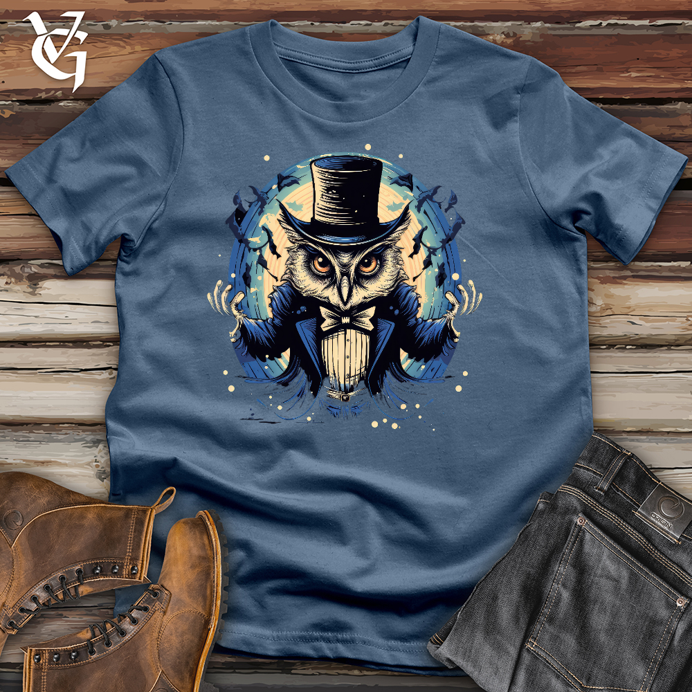 Viking Goods Magic Owl Wizard Cotton Tee Steel Blue / L