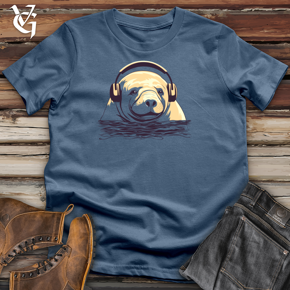 Viking Goods Manatee Headphone Bliss Cotton Tee Steel Blue / L