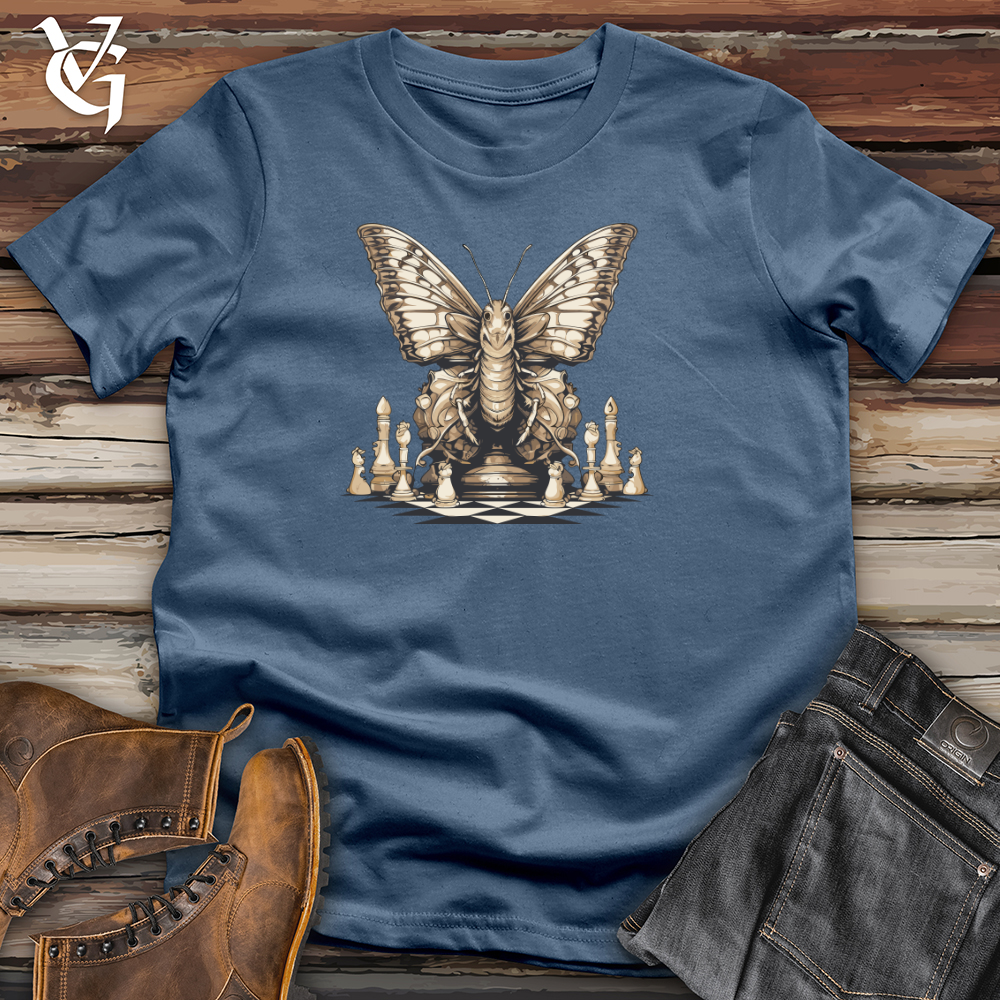 Viking Goods Moth Strategy Flutter Chess Checkmate Cotton Tee Steel Blue / L