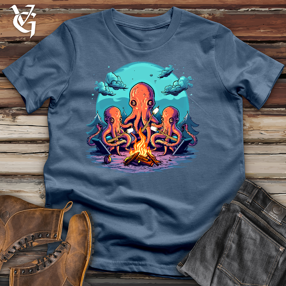Viking Goods Octopus Campfire Cotton Tee Steel Blue / L
