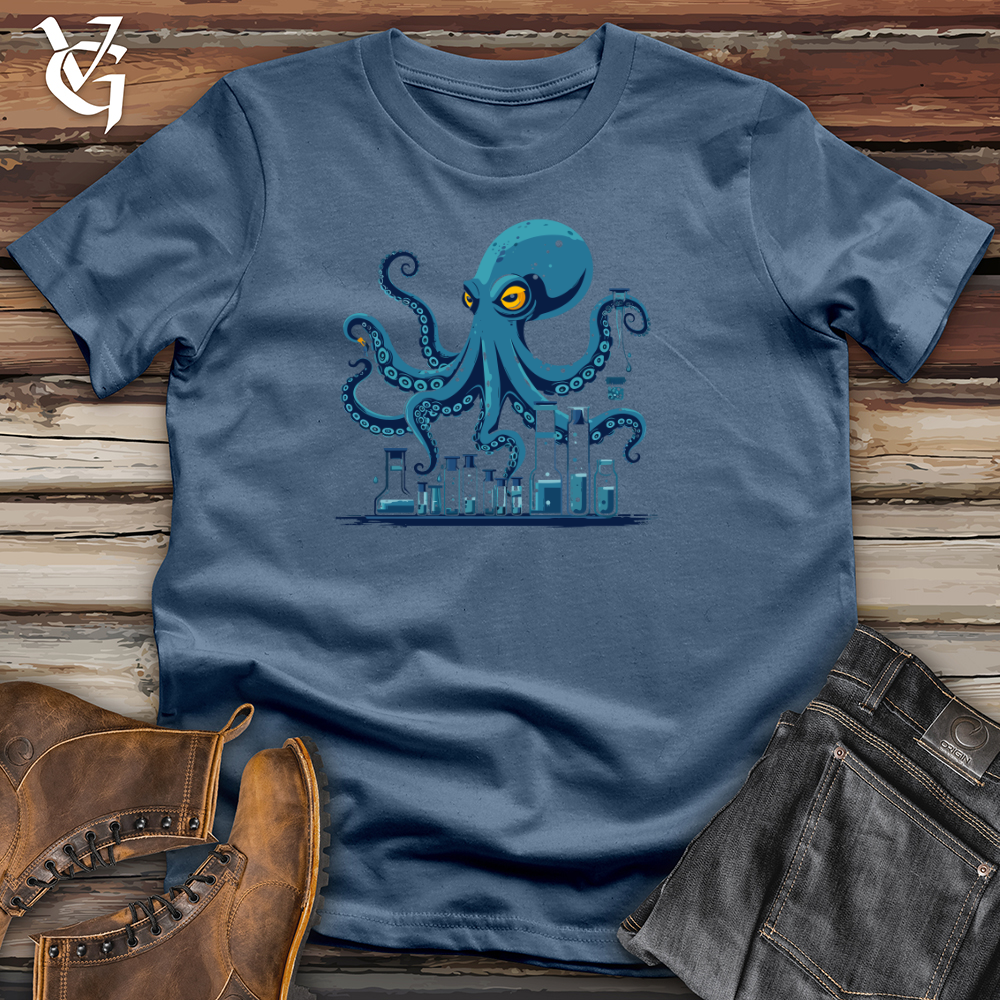 Viking Goods Octopus Lab Experiment Cotton Tee Steel Blue / L