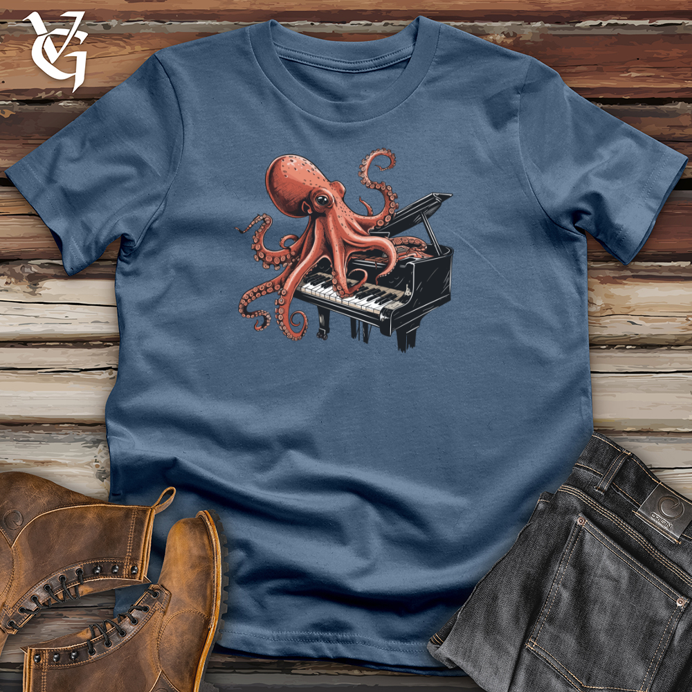 Viking Goods Octopus Piano Melody Cotton Tee Steel Blue / L