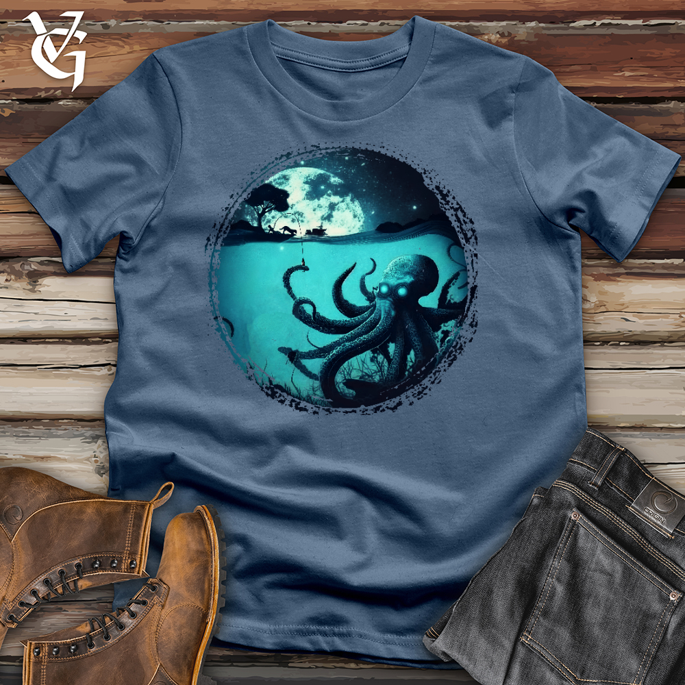 Viking Goods Octopus Under The Moon Cotton Tee Steel Blue / L