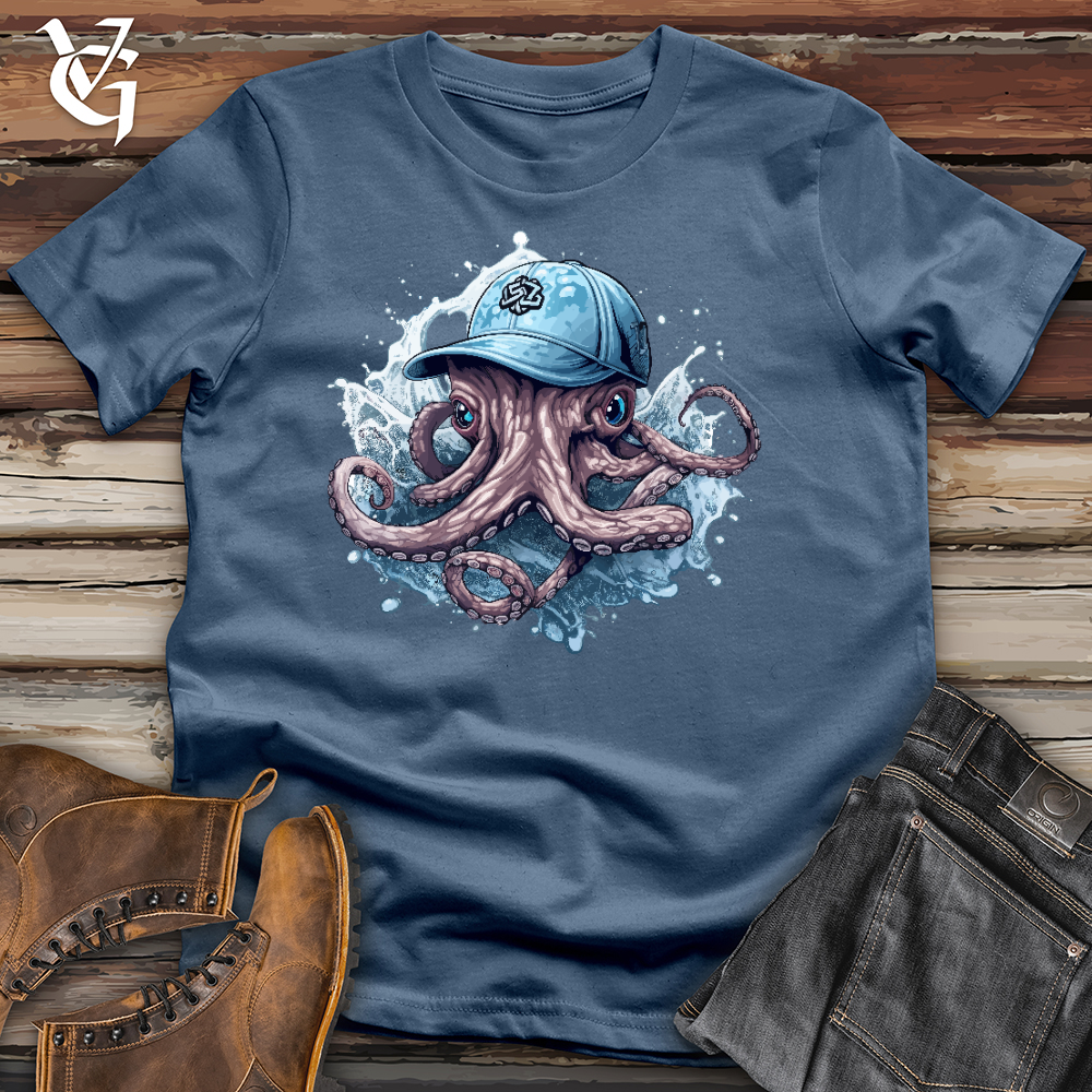 Viking Goods Octopus Wearing a Baseball Cap Cotton Tee Steel Blue / L