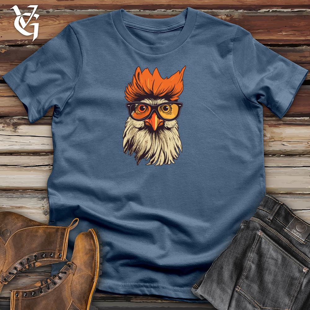 Viking Goods Orange Hair Hipster Chicken Cotton Tee Steel Blue / L