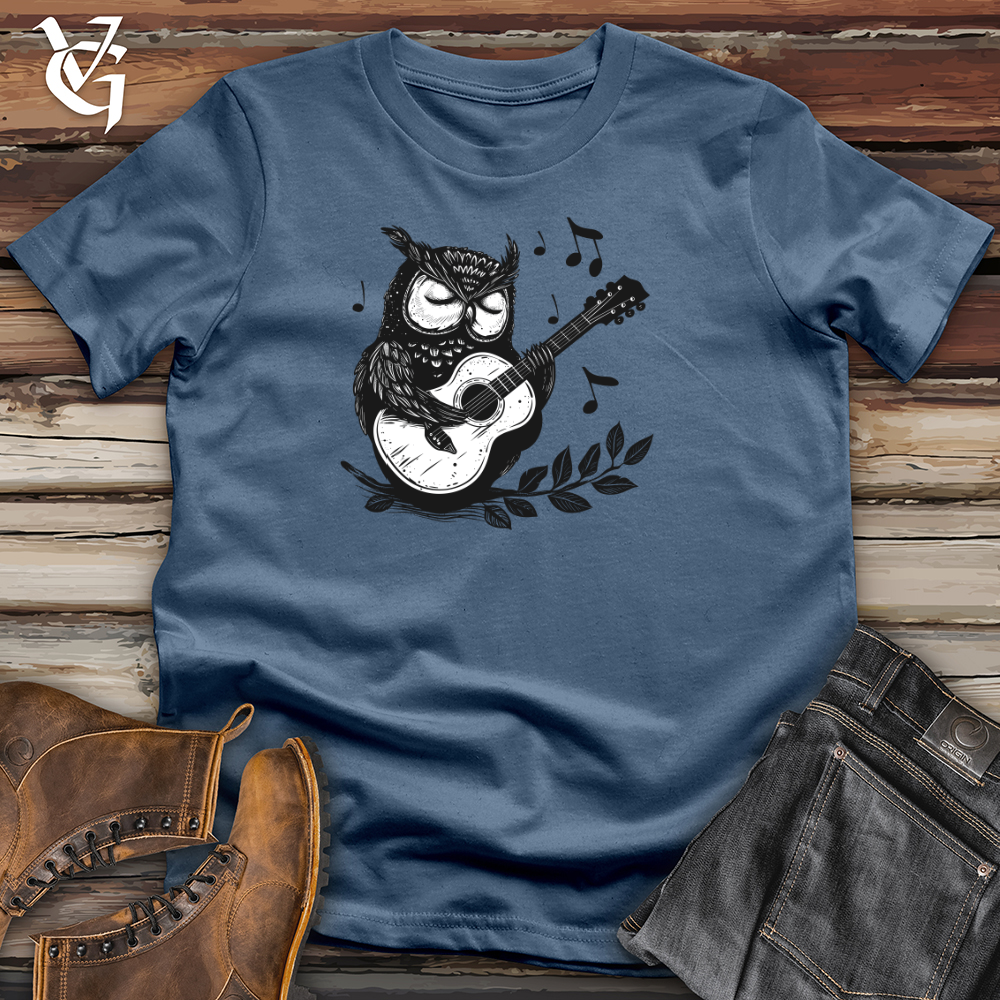 Viking Goods Owl Guitar Serenade Cotton Tee Steel Blue / L