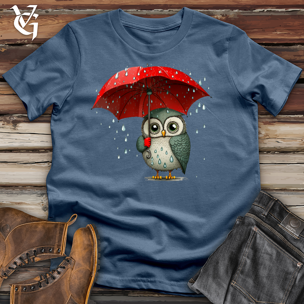 Viking Goods Owl In The Rain Cotton Tee Steel Blue / L