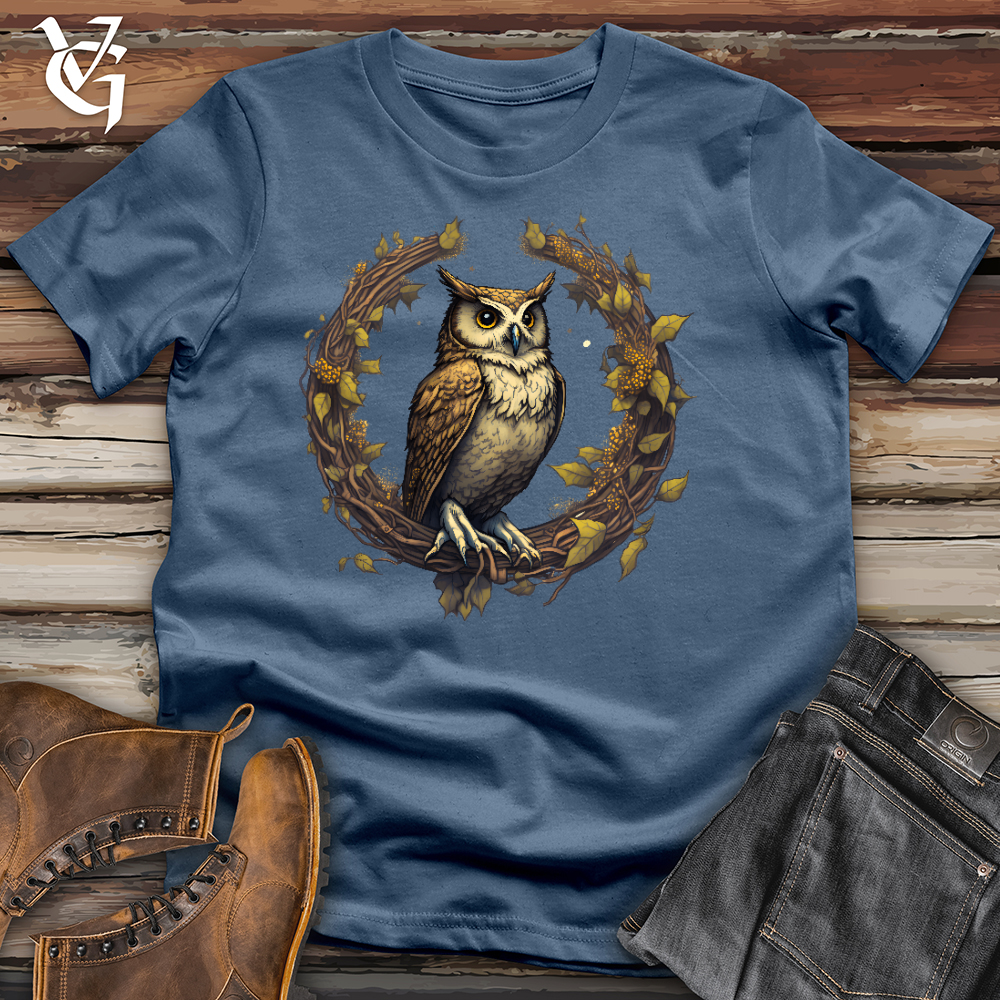 Viking Goods Owl Lunar Wreath Cotton Tee Steel Blue / L