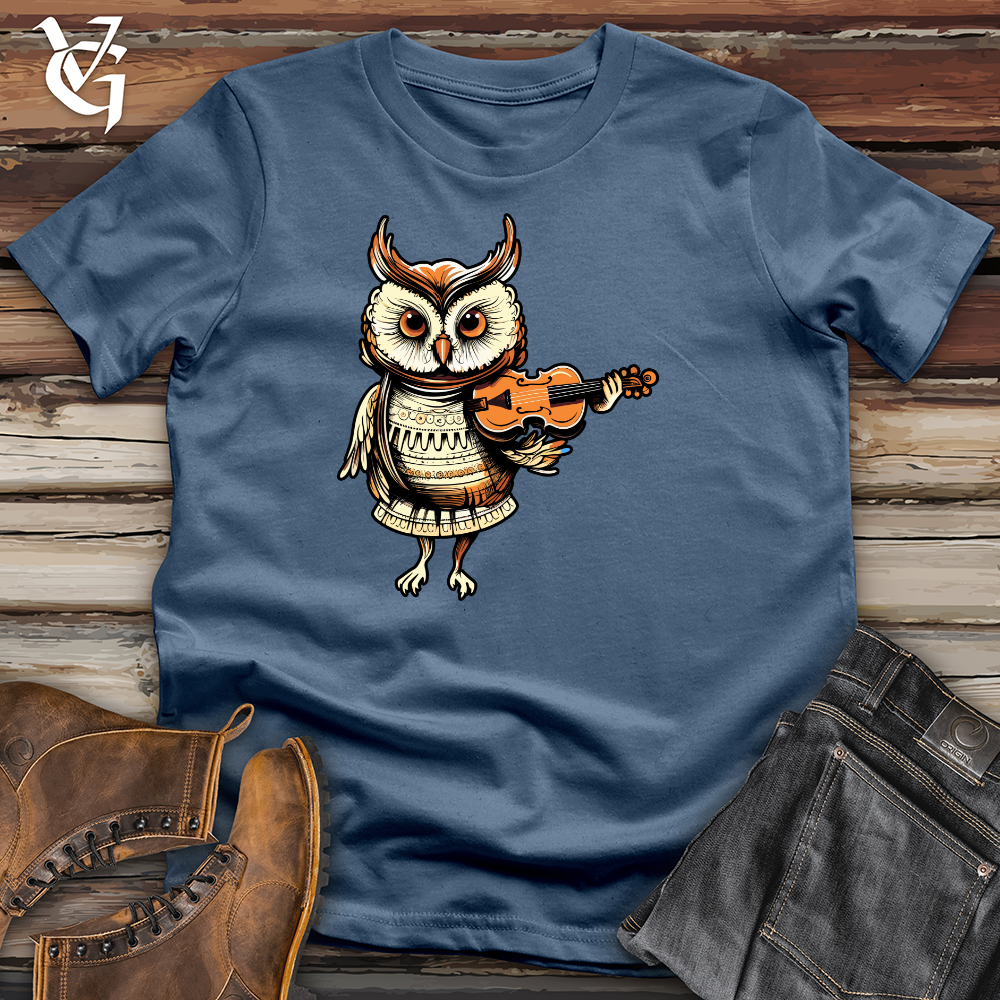 Viking Goods Owl Violinist Nocturne Cotton Tee Steel Blue / L