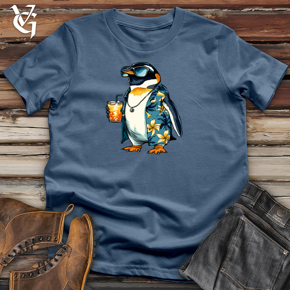 Viking Goods Penguin Vacation Vibes Cotton Tee Steel Blue / L